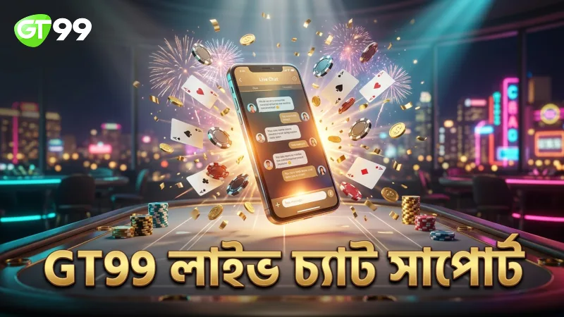 GT99 অফিসিয়াল ওয়েবসাইটে লাইভ চ্যাট সাপোর্টের দৃশ্য।